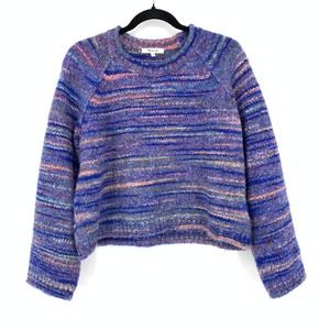 Madewell Women's Size Medium Striped Wool Blend Sweater Long Sleeve Blue